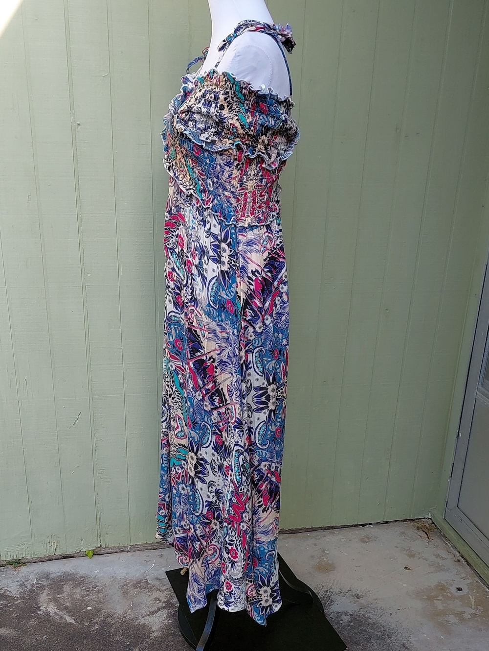 Anthropologie Smocked Multi-Color Gauze Criss-Cross Maxi Dress Sz S - Picture 6 of 15